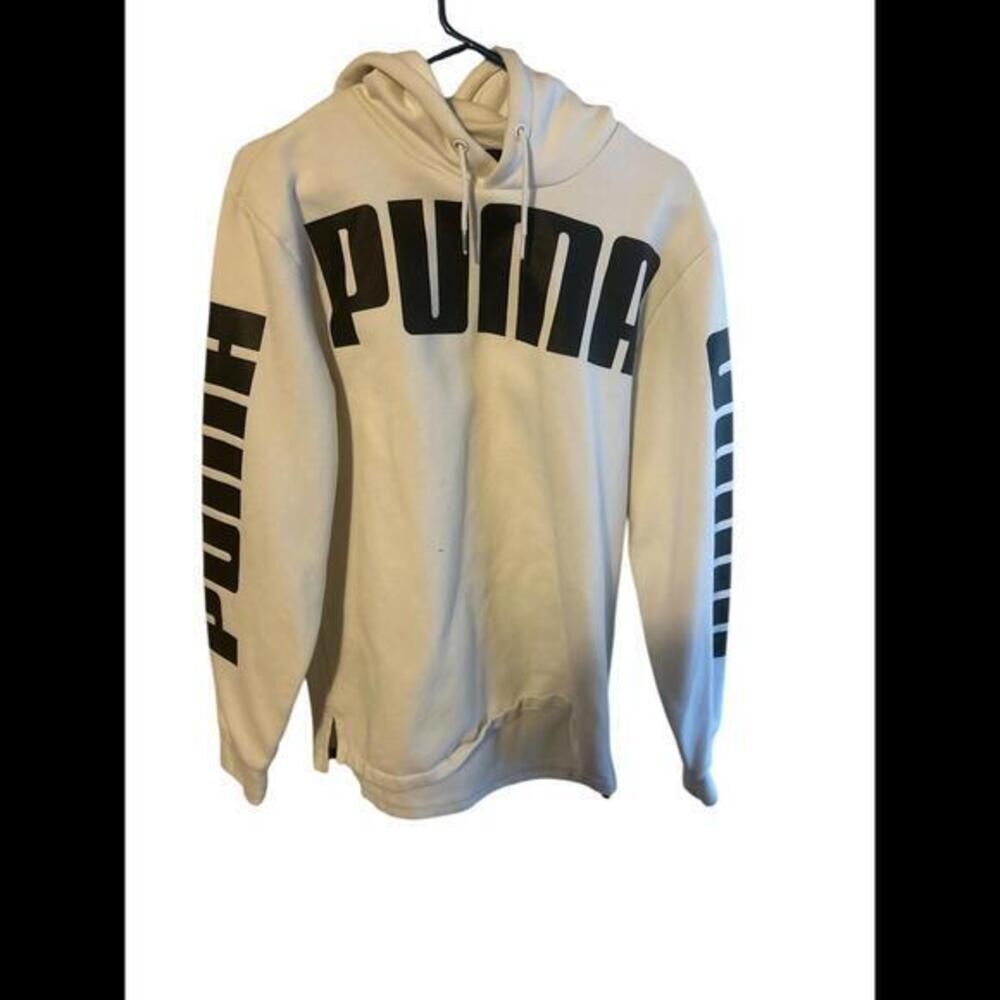 Puma Rebel Hoodie in White Sweatshirt Long Sleeve Pullover Spell out
